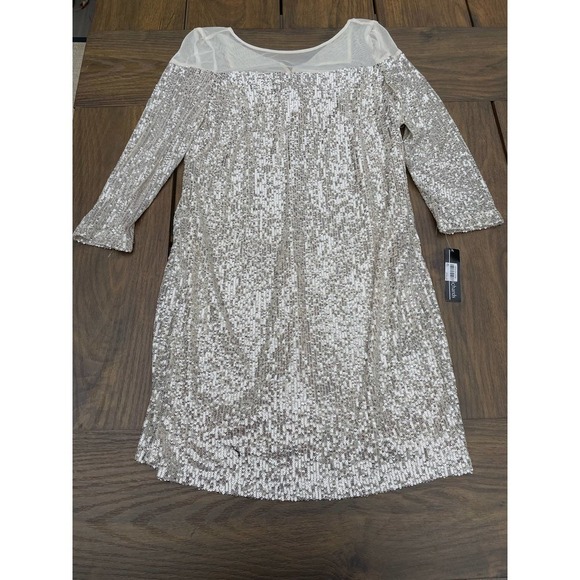 R& M Richards Petite illusion trim sequins dress size 10 P - Picture 3 of 8